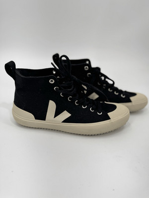VEJA Nova High Top Sneakers Black White Canvas  Rubber Casual Euro 39