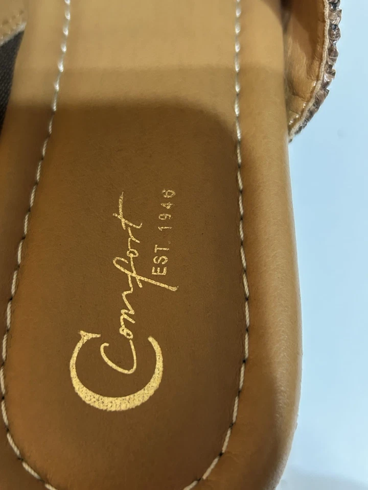 Sapatos femininos Cato tamanho 9 M slides 3" salto cunha vime trabalho escritório uso casual - Imagem 4 de 4