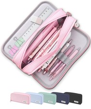 Cute Pencil Case, 3 Large Compartments Pencil Pouch, Elastic Pen Slots Mesh P...