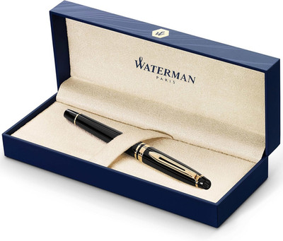 Waterman Expert Rollerball Pen, Gloss Black with 23K Gold Trim, Fine Point, Blac