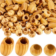 WILLBOND 130 Pieces Macrame Wooden Beads 10mm Hole Loose Beads with Hole for ...