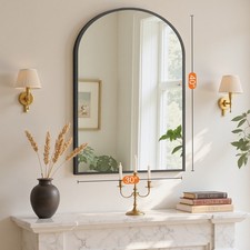 Arched Bathroom Mirror with Metal Frame - 30x40 Inch Wall Mounted