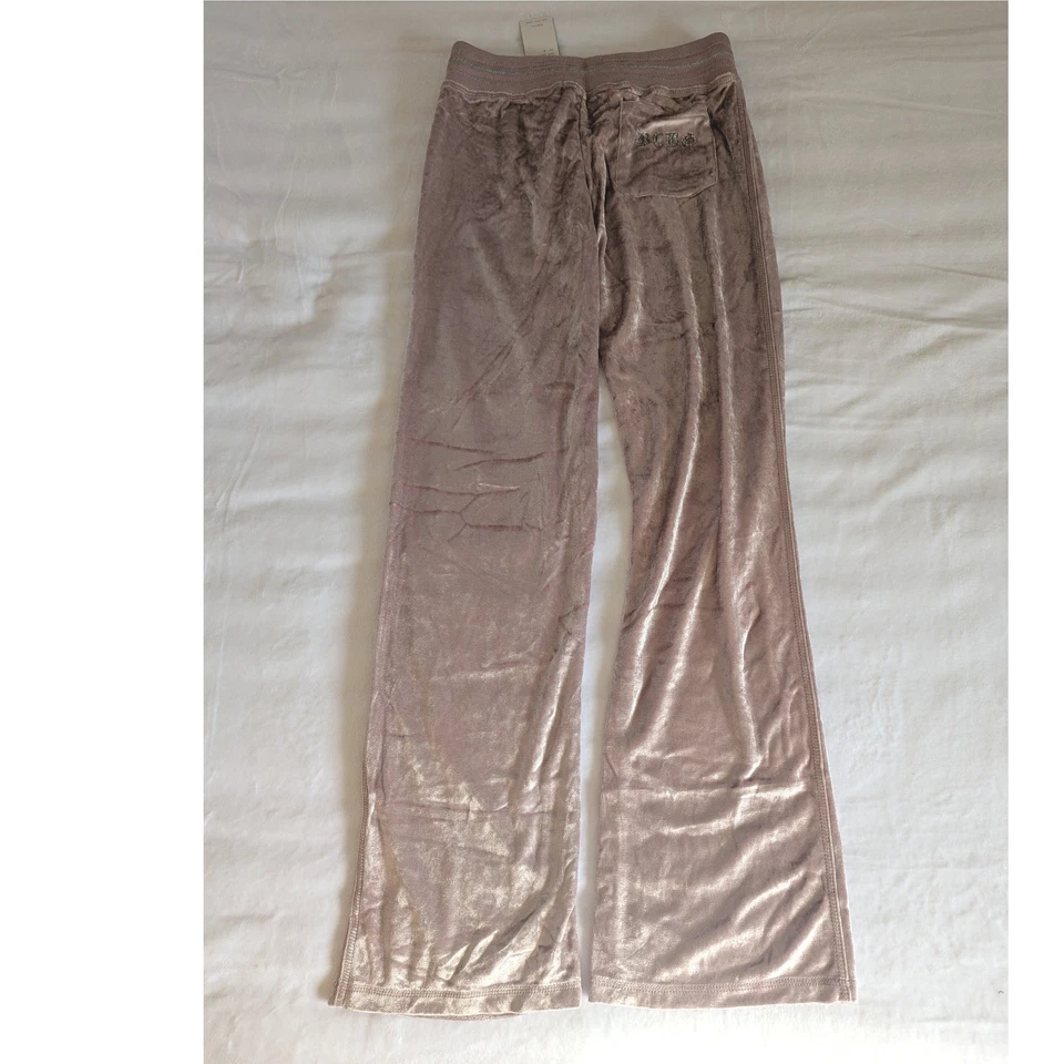 BCBG MaxAzria Velour Tracksuit Set Womens M Misted Grape Rhinestone Y2K Graphic - Image 4 of 4