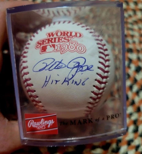 Pete Rose 1980 World Series Autographed baseball "Hit King"