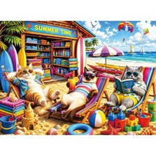 Cat Beach Jigsaw Puzzle for Adults Kids Ages 8 300 Pieces