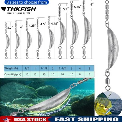 THKFISH Fishing Spin Sinker Crescent with Roller Swivels Drop