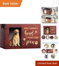 Beautiful Wooden Pet Ashes Urn - Large Size with Photo Display for Remembrance