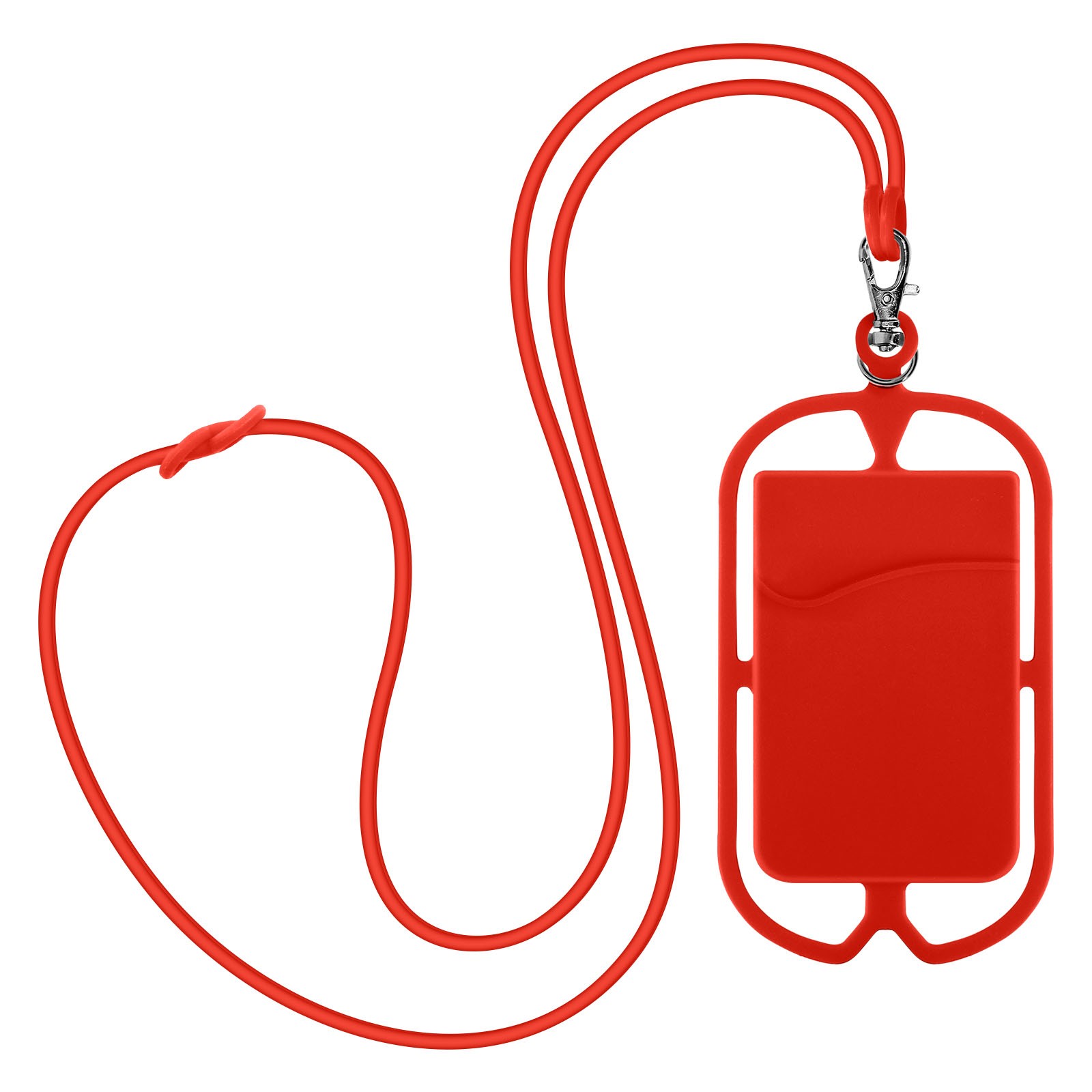 Etui cordon universel pour smartphones anti-perte avec porte-carte rouge
