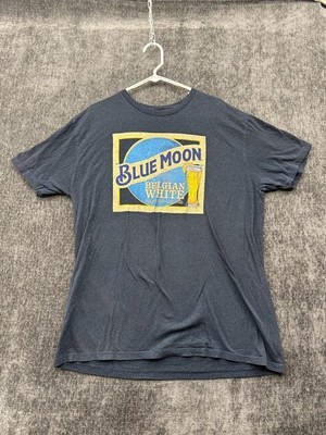 Blue Moon T Shirt Mens XL Gray Cotton Belgian White Beer Style Wheat Ale Graphic