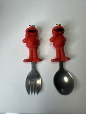 Vintage Sesame Street Elmo Kids Baby Silverware Set Spoon And Fork
