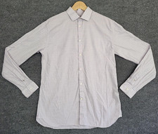 John Varvatos Shirt Mens 16 34/35 Purple Check Slim Fit Dress Long Sleeve Cotton