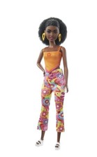 Barbie Fashionistas Doll #198, Petite, Curly Black Hair, Retro Floral Pants