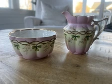 Vintage Porcelain Mini Creamer & Open Sugar Bowl Set