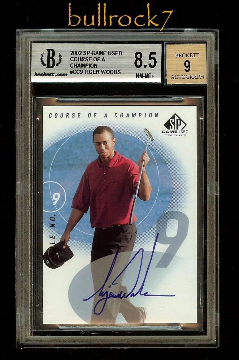 Tiger Woods 2002 SP Game Used Golf Course of a Champion Hole 9 AUTO SP 42 BGS 