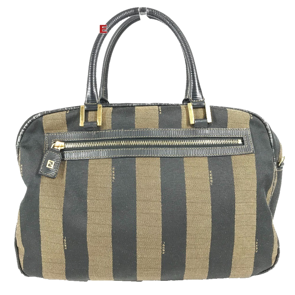 バッグ FENDI PEQUIN LOGO MINI BOATON HAND BAG FENDI Vintage Pequin Mini Boston Bag Handbag Leather Canvas Black