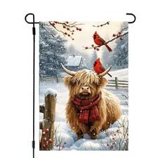 Winter Garden Flags 12x18 Inch Double Sided, Burlap Holiday Farmhouse Snow Hi...