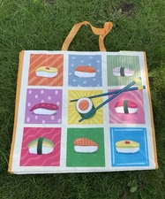 Reuseable Tote Shopping Bag Sushi Foodie Marshalls Collectible Food Colorful