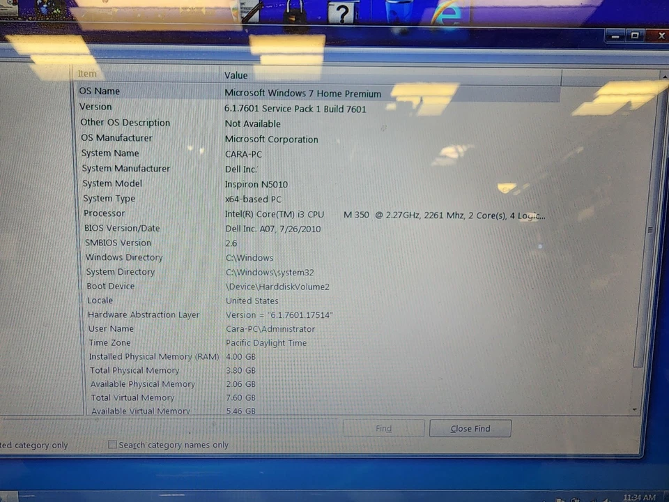 Dell Inspiron N5010 Intel i3-M350 2.27GHz 4 GB 320gb HDD No Batt Win7 READ - Image 3 of 4