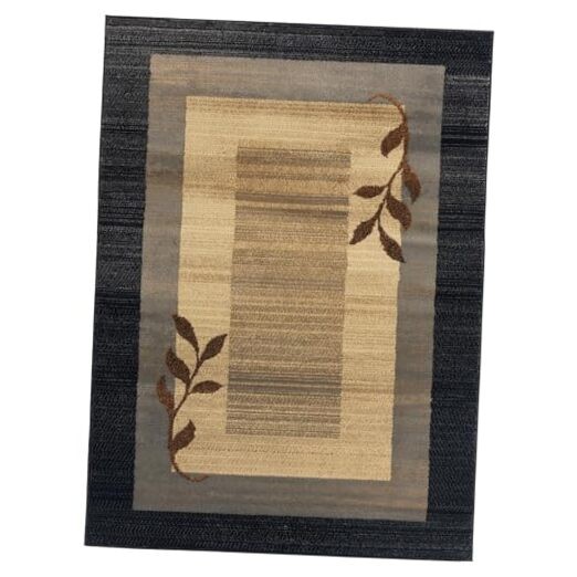Modern Black & Blue Geometric Clover Border Rug 9'2