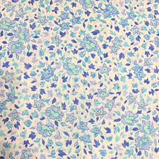 Vintage Unbranded Lightweight Cotton Floral Blue Green White Cotton Fabric 84x44