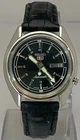 Vintage Casual Seiko5 Black Dial "Day/Date" 7009 Automatic Watch Leather Strap