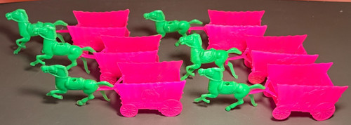 Wild West Cake Toppers VTG Mid-Century Horse Birthday Candle/Wagon Treat Holders