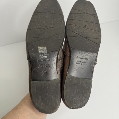Aquatalia Shoes Womens Size 6.5 Bronze Slip On Loafers Made in Italy Leather - Picture 11 of 12