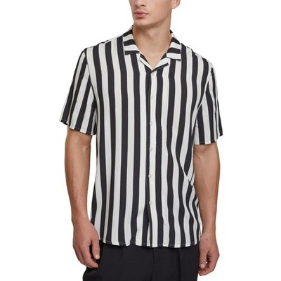 Urban Classics - Viscose Resort Shirt black offwhite
