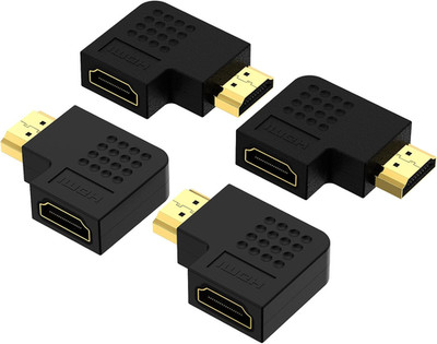 VCE HDMI 90 and 270 Degree Adapter 4-Pack, HDMI Right Angle Male to Female Verti