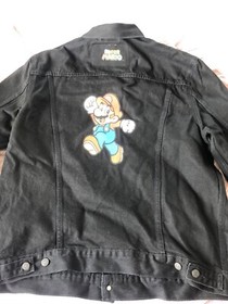 NWT Small LEVI'S X SUPER MARIO Bros Denim Black Jean Jacket Nintendo POWERUP NES