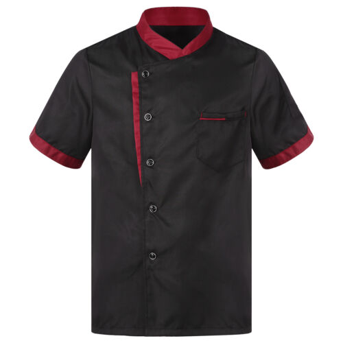 Mens Short Sleeve Chef Jacket Coat Cooker Uniform Button Hotel Waiter Work Shirt - Picture 22 of 32