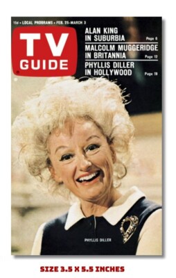 PHYLLIS DILLER FRIDGE MAGNET 1967 TV GUIDE COVER 12 3.5 X 5.5 ''
