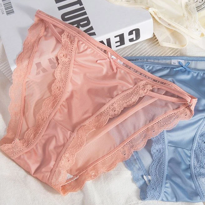 5-Pack Lot Sexy Womens Satin Panties Briefs Sheer Lace String Bikini Underwear - Image 3 of 4