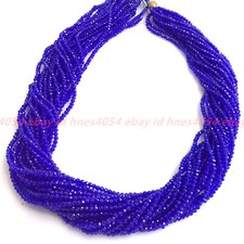 1Pcs Bulk Tiny Natural 3mm Faceted Blue Spinel Gemstone Round Loose Beads 15''