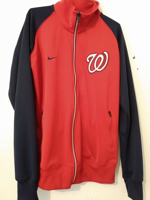 Washington Nationals Baseball Nike Red zip up Jacket Large Youth Polyester | eBay