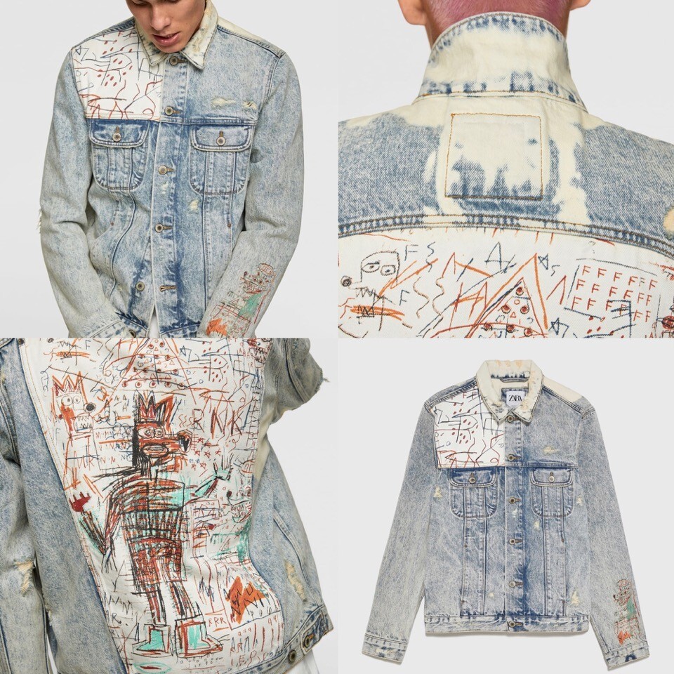 Zara Men's Jean-Michel Basquiat Denim Jacket US Size M Very Zara Men's Jean-Michel Basquiat Denim Jacket US Size M Very