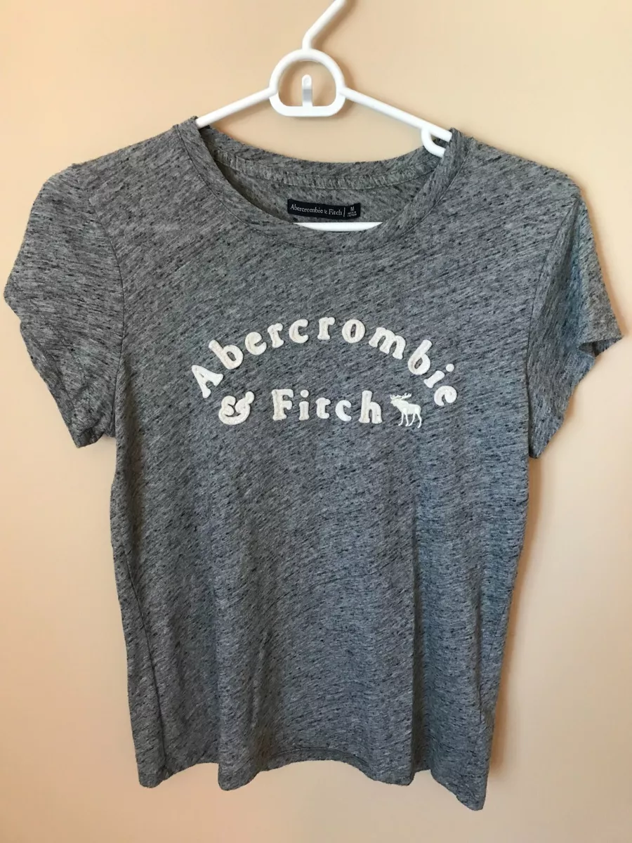 Abercrombie Fitch T Shirt Top Junior Medium Gray Logo Moose A F