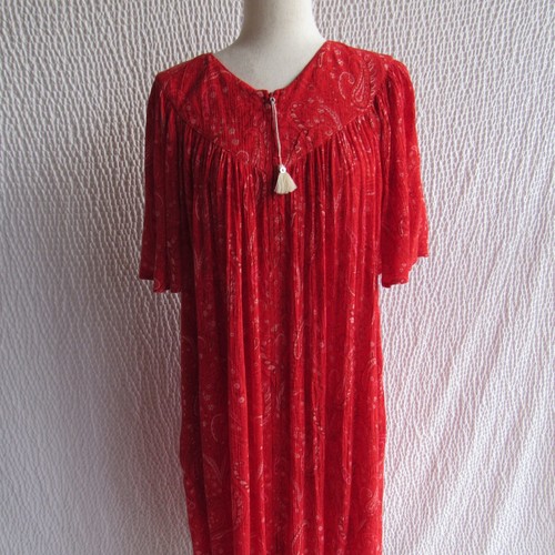 Go Softly Patio House Dress Small Red Paisley Bandana Print Zip Pockets - Picture 14 of 19