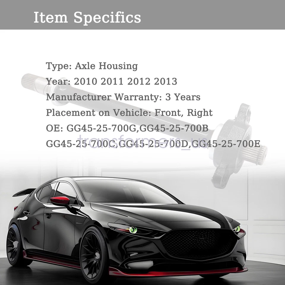 Fits for Mazda 3 2010 2011 2012 2013 CV Intermediate Shaft GG45-25-700G New - Image 3 of 4