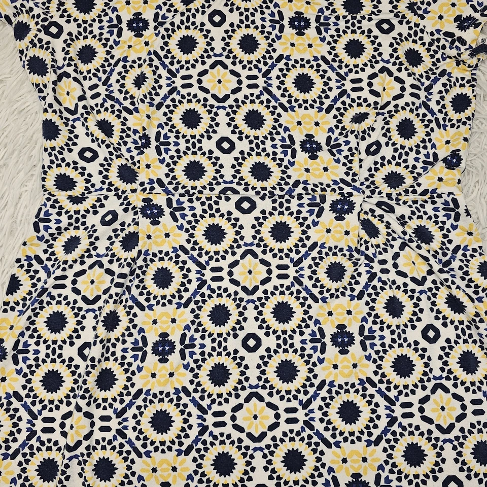 Vintage Womens Laura Ashley Yellow Blue Pattern Cap Sleeve Stretchy Dress 10 - Image 2 of 4
