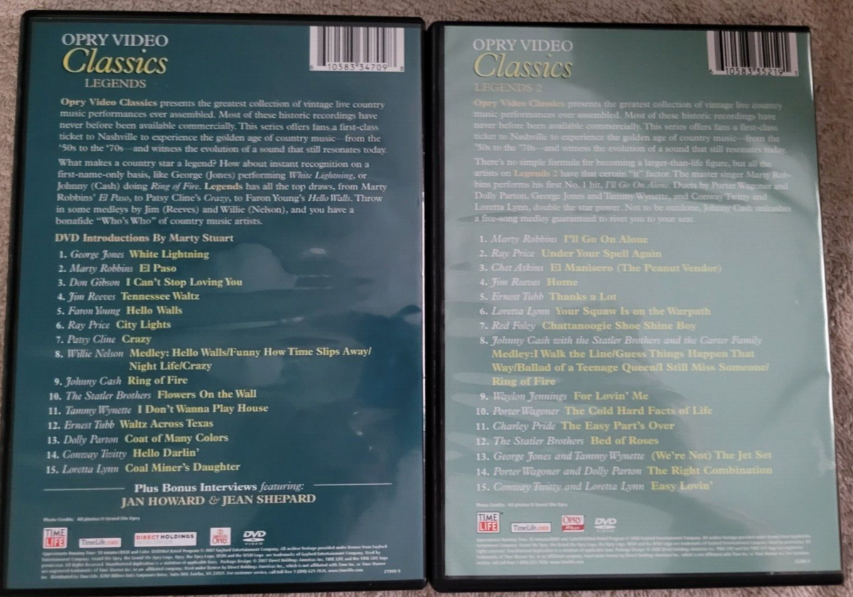 Opry Video Classics DVDs: Legends #1 and #2 (v. nice) | eBay