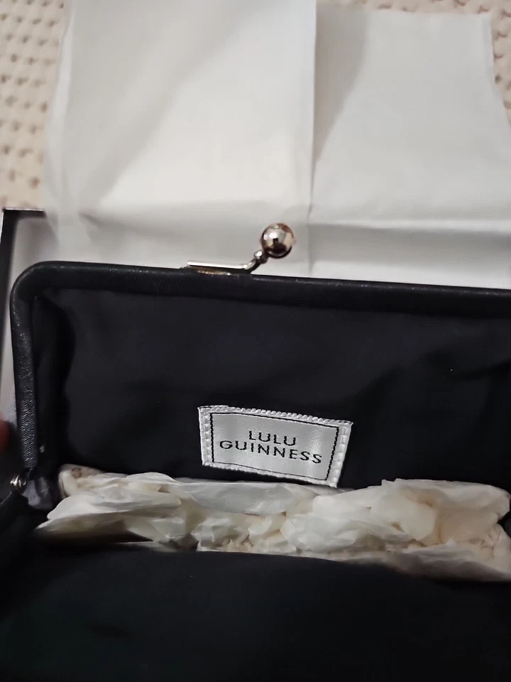 Cartera sin asas gris LULU by Lulu GUINNESS cierre nuevo de lote con gato negro Foto 4 de 4