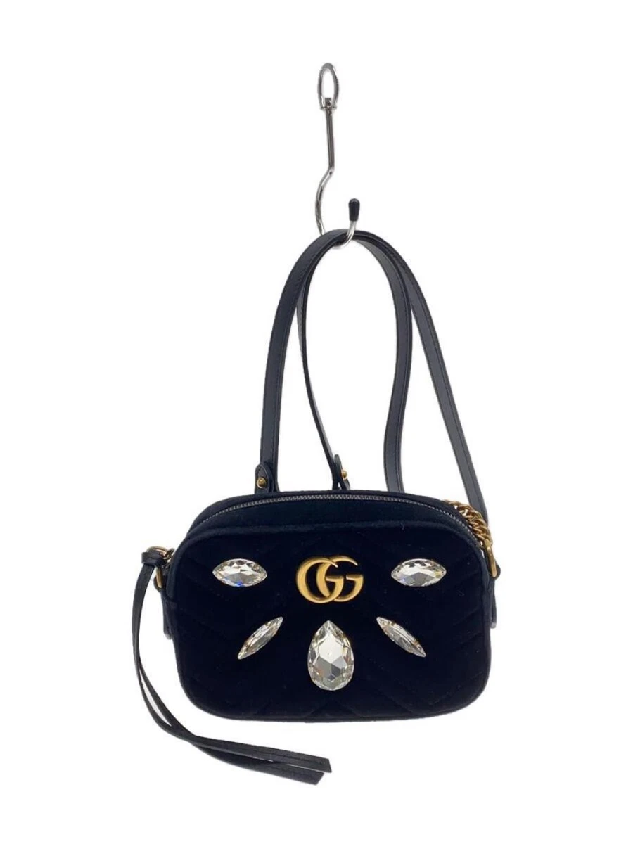 GUCCI Shoulder Bag GG Marmont Velor Black Authentic From Japan eBay