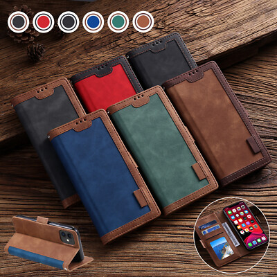 Leather Case For iPhone 16 15 14 13 12 Pro Max XS XR Magnetic Flip Wallet Cover