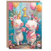 SüßE Einhorn Ferkel Party Ballons 1. Erste Geburtstagskarte