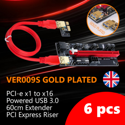 PCIE Riser VER009S VER009S PLUS🔥 1X to 16X 6 Pin Power Cable USB 3.0 Extension Cable | Shopee