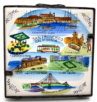 Vintage San Francisco Tile Display Kitchen Hanging Trivet Ceramic and Metal