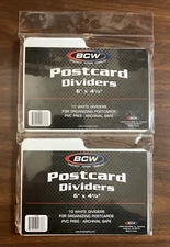 2 Packages 10 BCW Archival Postcard Dividers 6" X 4 1/4" White No PVC