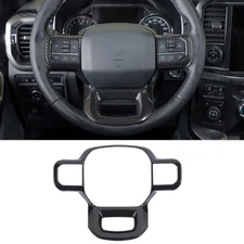 Carbon Fiber Steering Wheel Cover Trim For Ford F150 F-150 2021-2025 Accessories