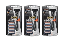 BIC Hybrid 4 Advance 1 Disposable Razor Handle and 4 Refill Cartridges (3 Pack)